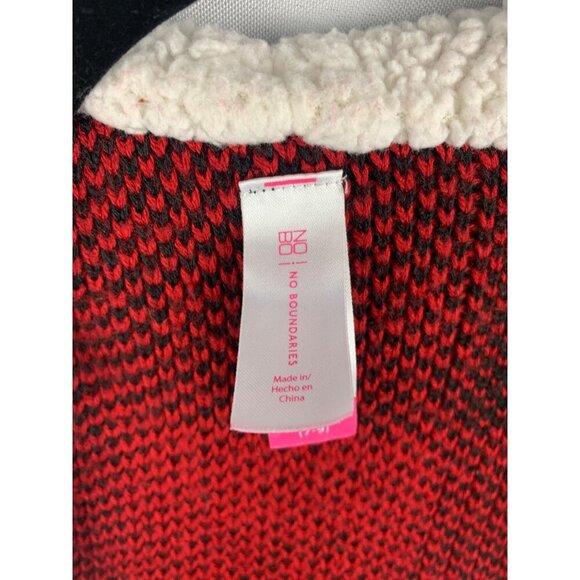 No Boundaries Red Plaid Hooded Cardigan M With Sherpa Lining - Picture 5 of 6
